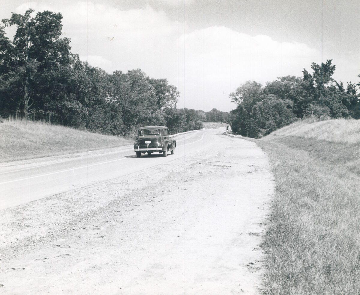 Black and white photo of Hines Drive in 1942